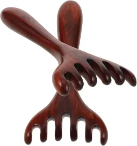 2 Pcs Wooden Massage Comb 6 Claws | Meridian-Dredging Rake Foot Acupoint Massager Perfect for Head, Back, Legs, and feet. Ideal as a Father's Day or Mother's Day Gift!