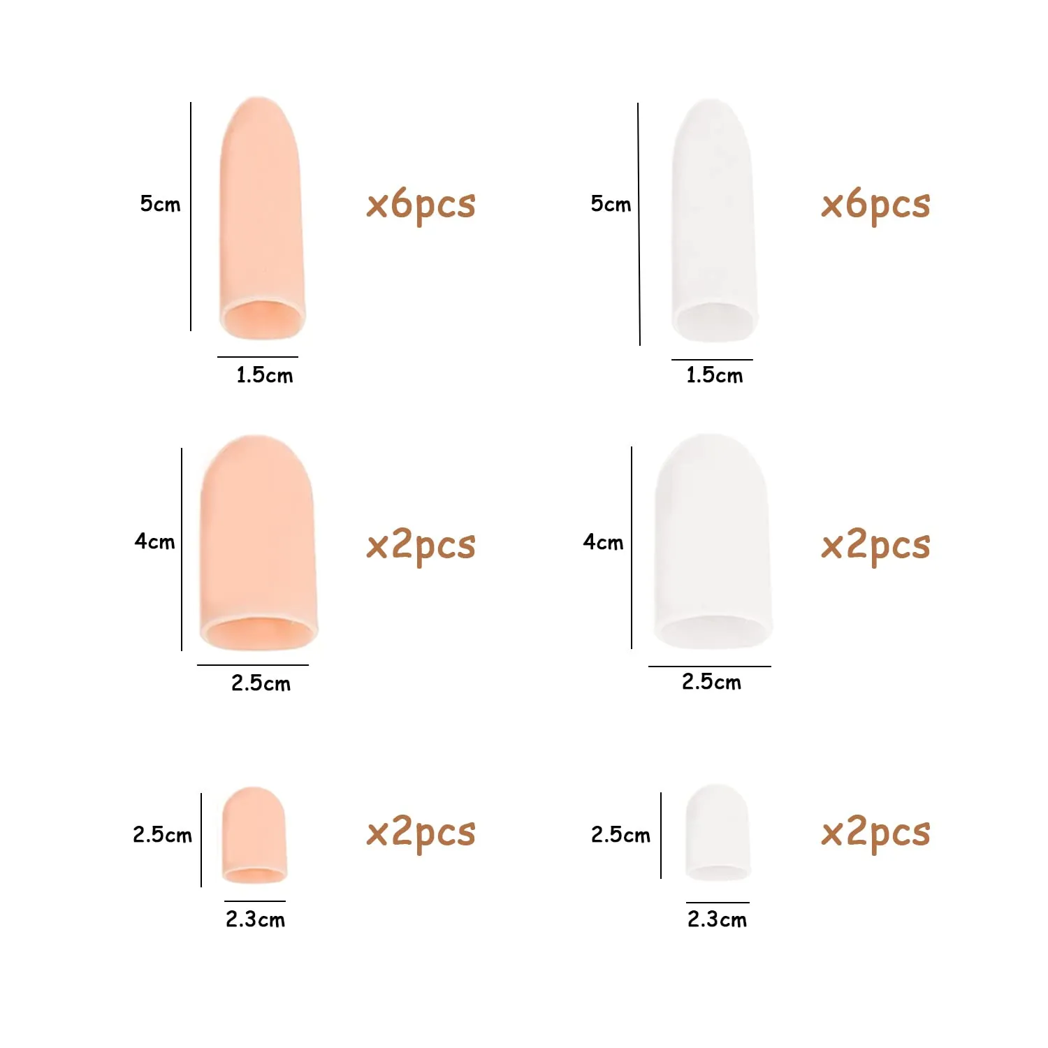 20pcs Gel Toe Protector Cap, Toe Protector, Pure Gel Toe Protector, Big Toe Protector para Callos, Callos, Ampollas (Tono de piel Blanca)