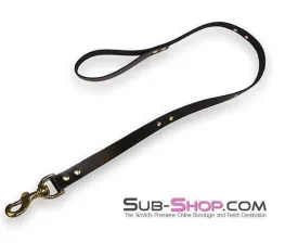2725A      Gold Standard Black Leather Bondage Leash