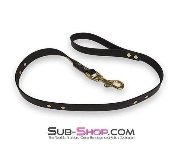 2725A      Gold Standard Black Leather Bondage Leash