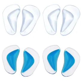 4 Pairs Flat Foot Arch Support Insoles Silicone Orthotic Arch Support Insoles Gel High Heel Inserts Cushion Clear Gel Arch Support Insoles for Women Men