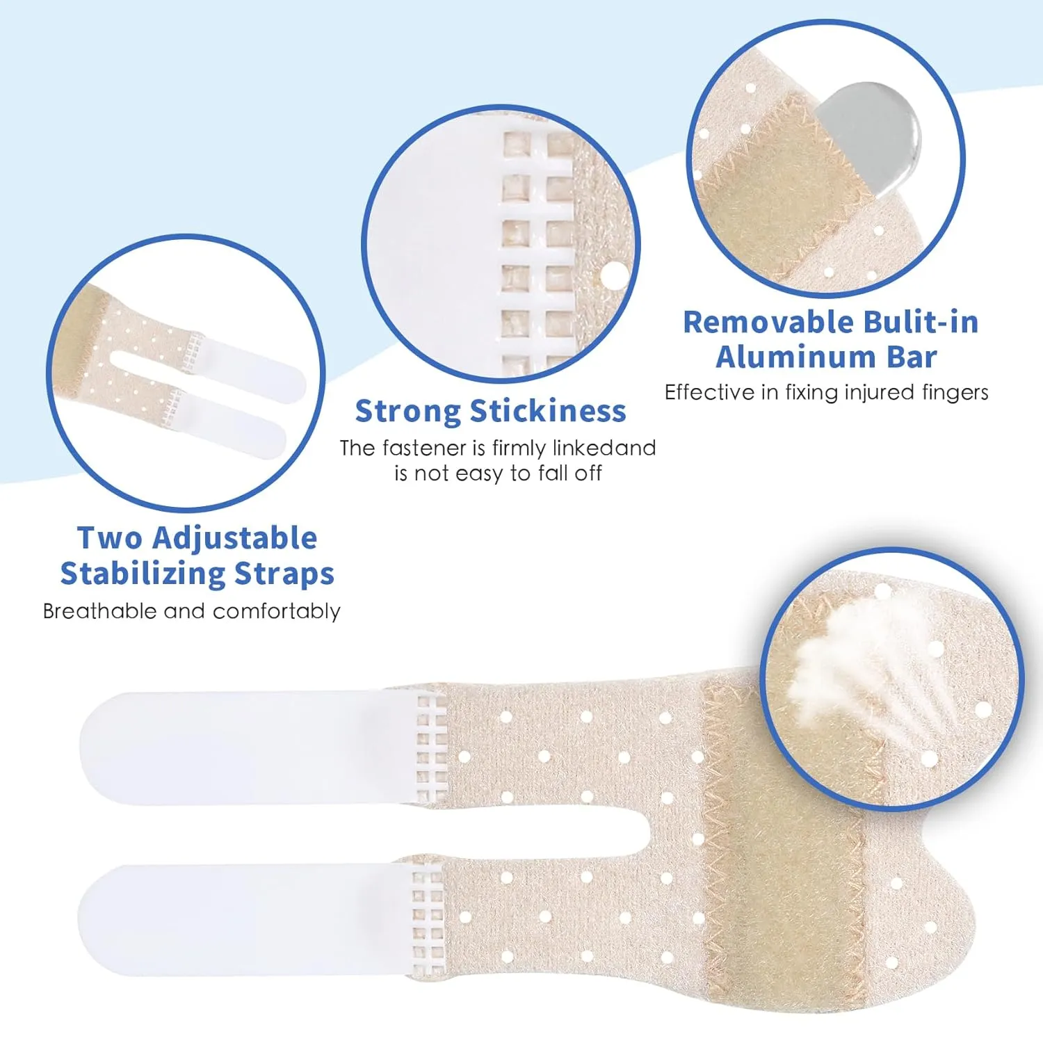 5 PCS Breathable Trigger Finger Splint, Adjustable Finger Brace, Thumb Brace for Broken Strained Arthritis for Thumb, Middle, Index, Ring, Pinky Finger Splint (5, Beige)