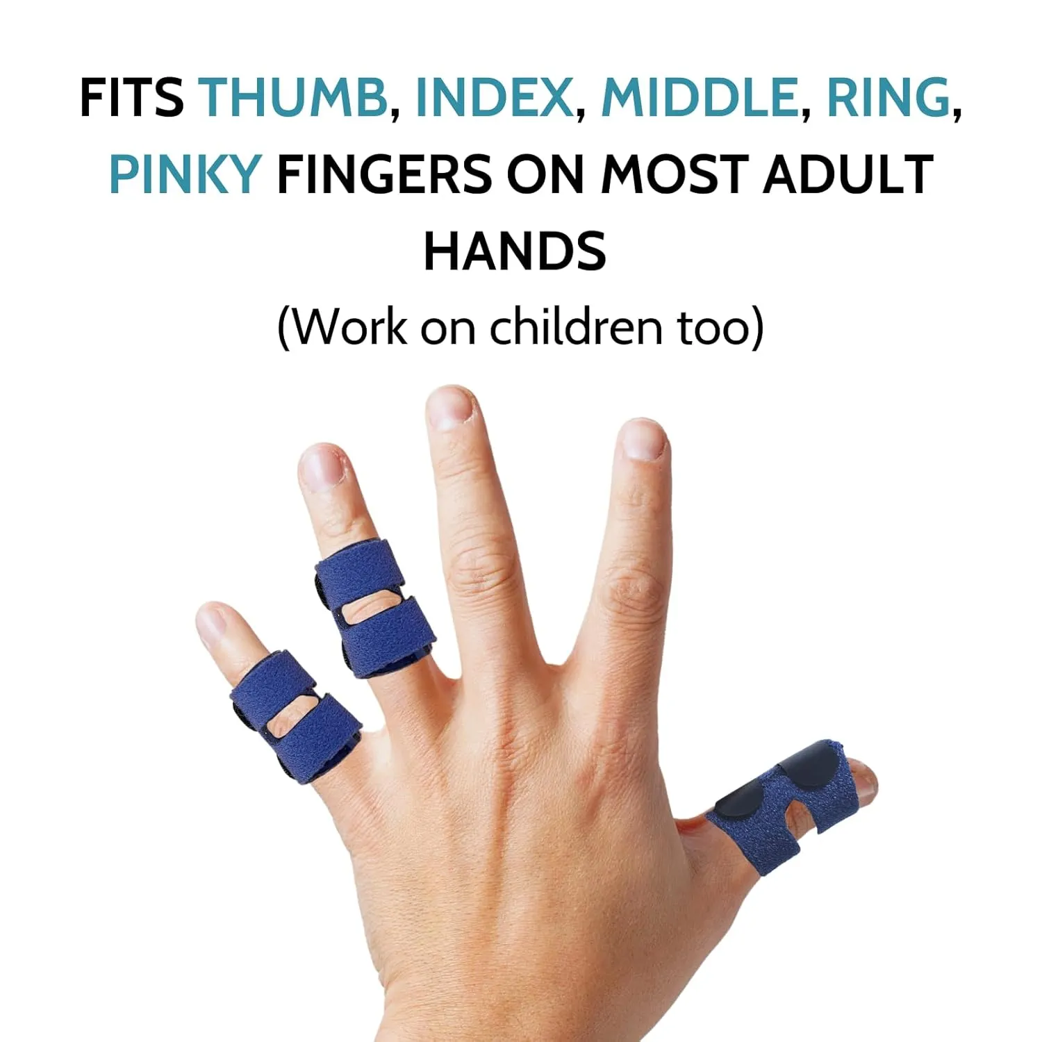5 Pcs Thumb Finger Splint,Trigger Finger Splints,Finger Brace,Injured Mallet Finger,Broken Fingers Straightening,Pain Relief,Arthritis or Support for Fingers,Suitable for thumb, Index, Middle, Ring, Pinky Finger (Navy Blue)