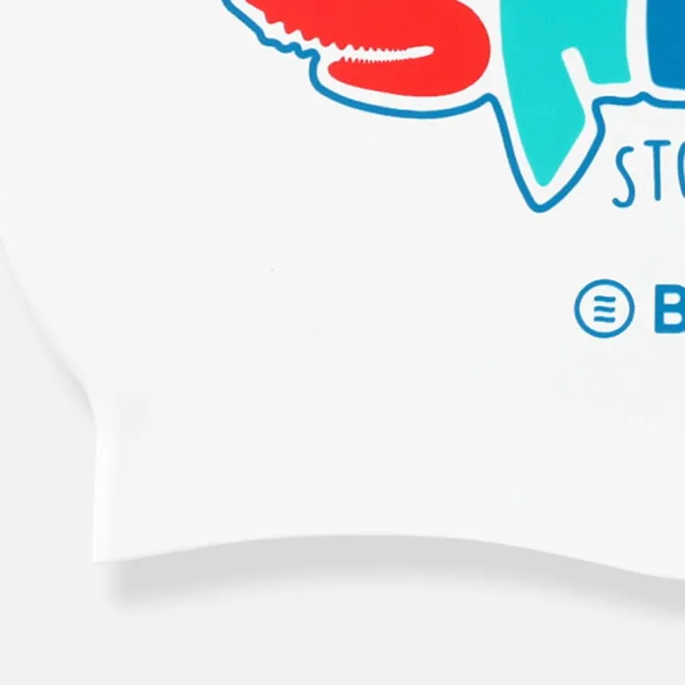 Barrel Save The Shark Silicone Swim Cap-WHITE