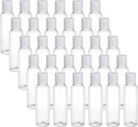 Bekith 30 Pack 4oz Plastic Squeeze Bottles with Disc Top Flip Cap, Clear Refillable Containers For Shampoo, Lotions, Liquid Body Soap, Creams