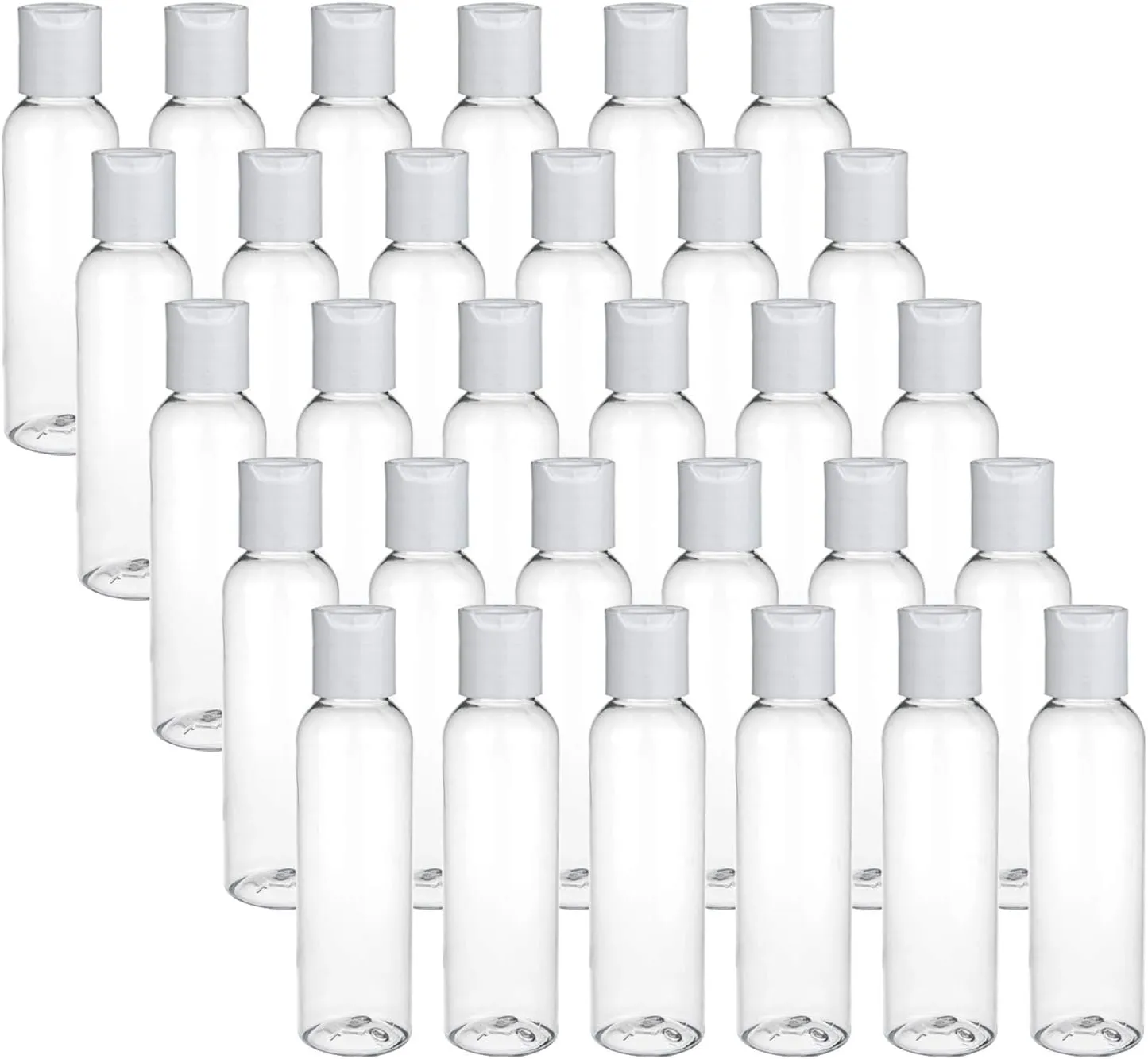 Bekith 30 Pack 4oz Plastic Squeeze Bottles with Disc Top Flip Cap, Clear Refillable Containers For Shampoo, Lotions, Liquid Body Soap, Creams