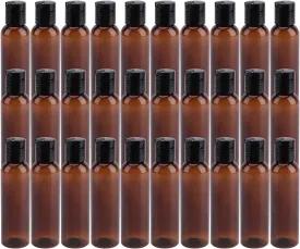 Bekith 30 Pack 4oz Plastic Squeeze Bottles with Disc Top Flip Cap, Empty Amber BPA-Free Refillable Containers For Shampoo, Lotions, Liquid Body Soap, Creams