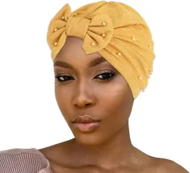 Bohend Stretchy Bowknot Turban Headband Elastic Cap Non Slip Bonnet Beanie Headwrap Hats for Women and Girls