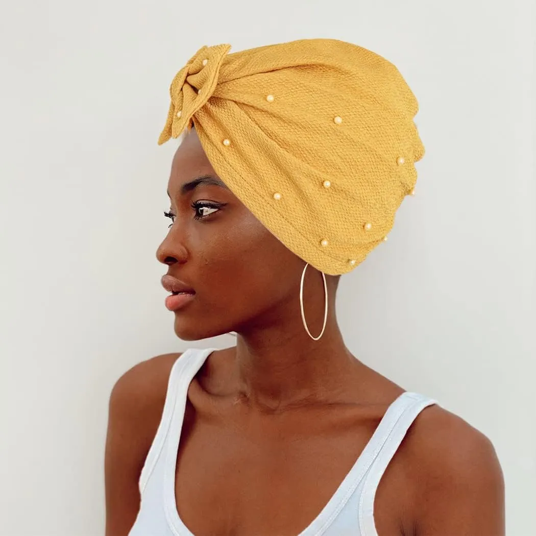 Bohend Stretchy Bowknot Turban Headband Elastic Cap Non Slip Bonnet Beanie Headwrap Hats for Women and Girls