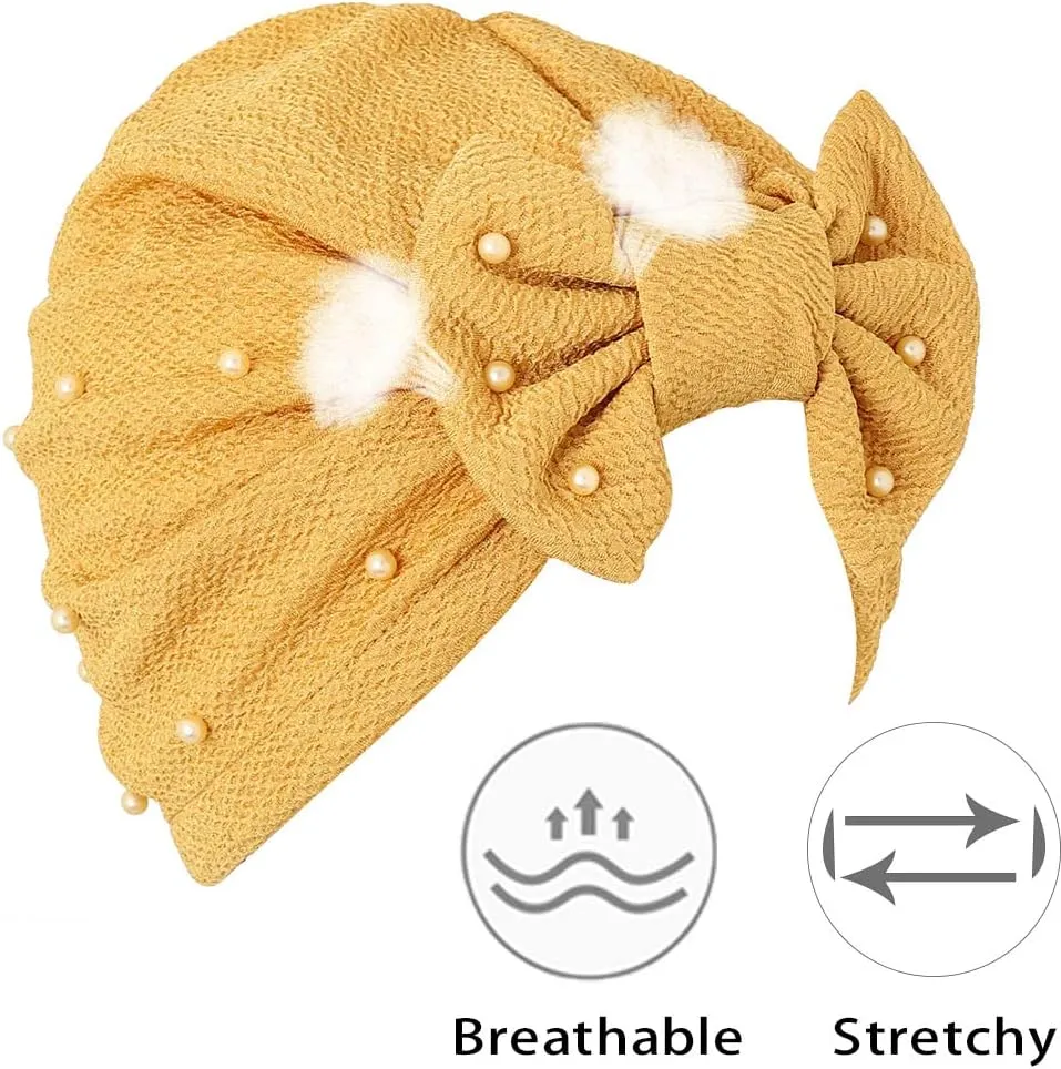 Bohend Stretchy Bowknot Turban Headband Elastic Cap Non Slip Bonnet Beanie Headwrap Hats for Women and Girls
