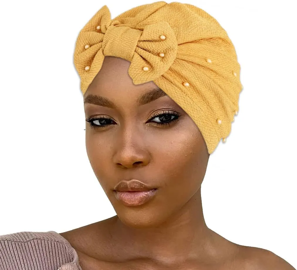 Bohend Stretchy Bowknot Turban Headband Elastic Cap Non Slip Bonnet Beanie Headwrap Hats for Women and Girls