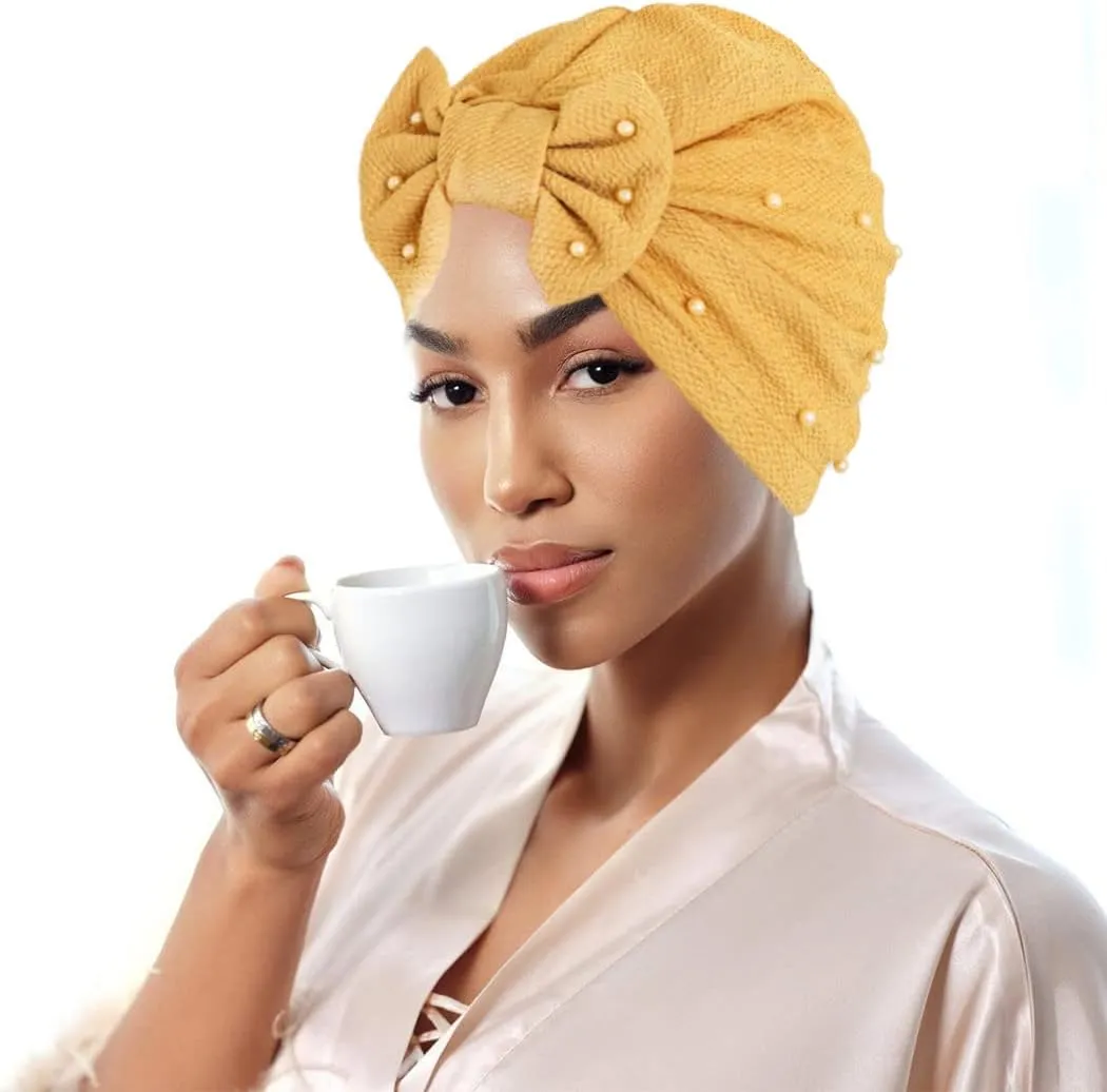 Bohend Stretchy Bowknot Turban Headband Elastic Cap Non Slip Bonnet Beanie Headwrap Hats for Women and Girls