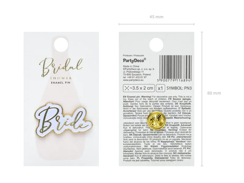 Bridal Shower 'Bride' Enamel Badge