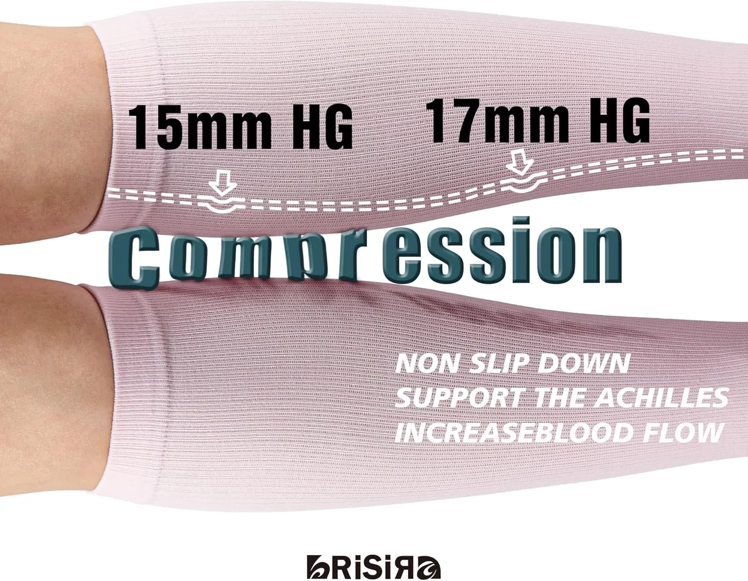 BRISIRA Coolmax Cooling Compression Knee High Socks Women 2 Pairs 15-20 mmHg Circulation Support for Nurse Running Travel