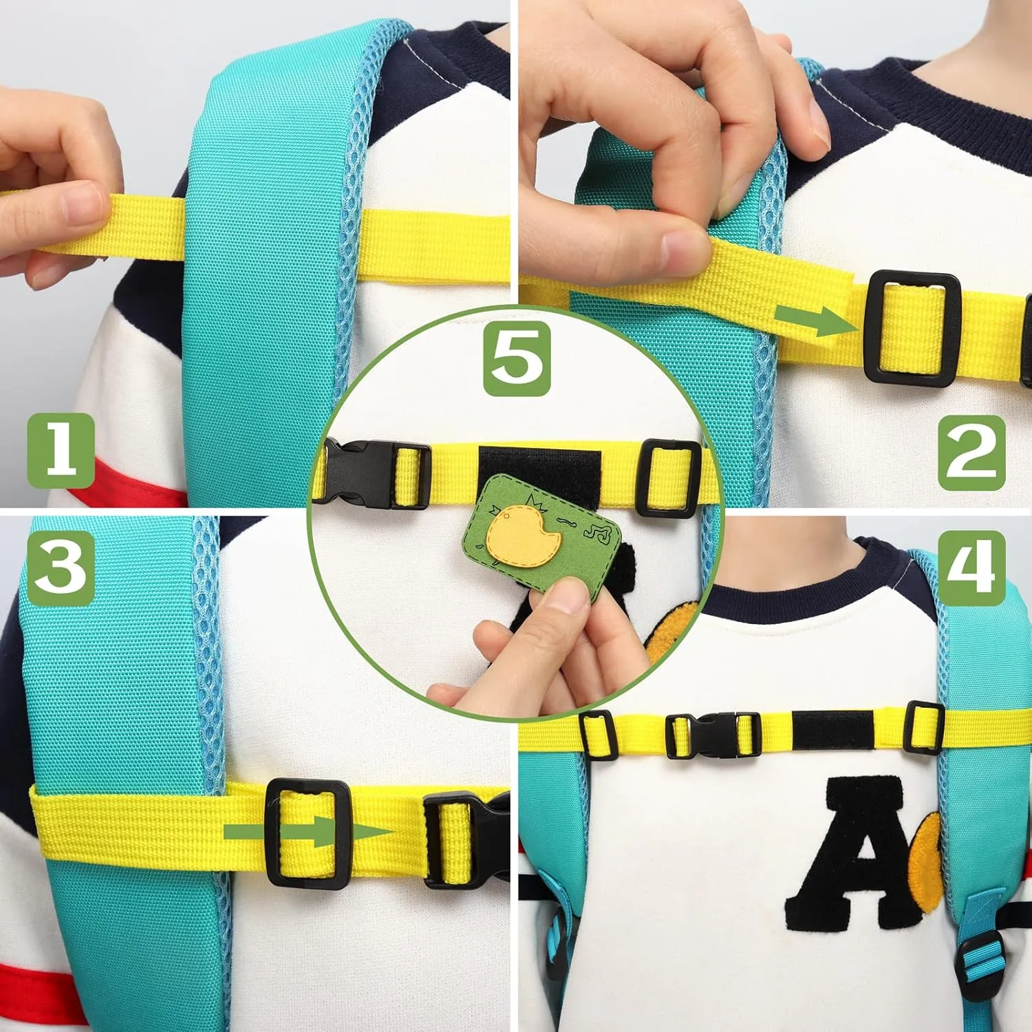 C-ZOFEK Backpack Chest Strap Adjustable Sternum Buckle Strap With Badge Applique 2PCS (Set A)