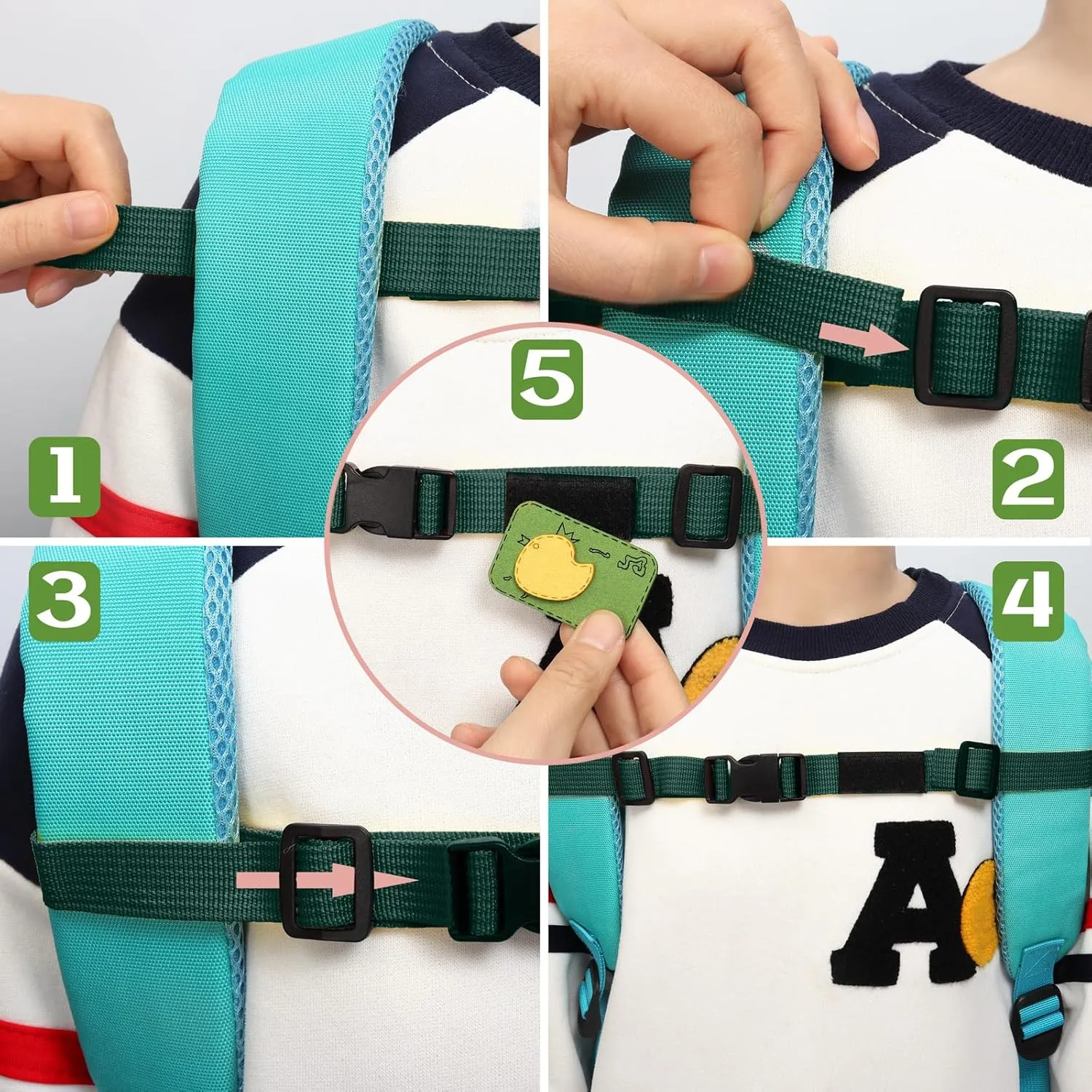 C-ZOFEK Backpack Chest Strap Adjustable Sternum Buckle Strap With Badge Applique 2PCS (Set B)