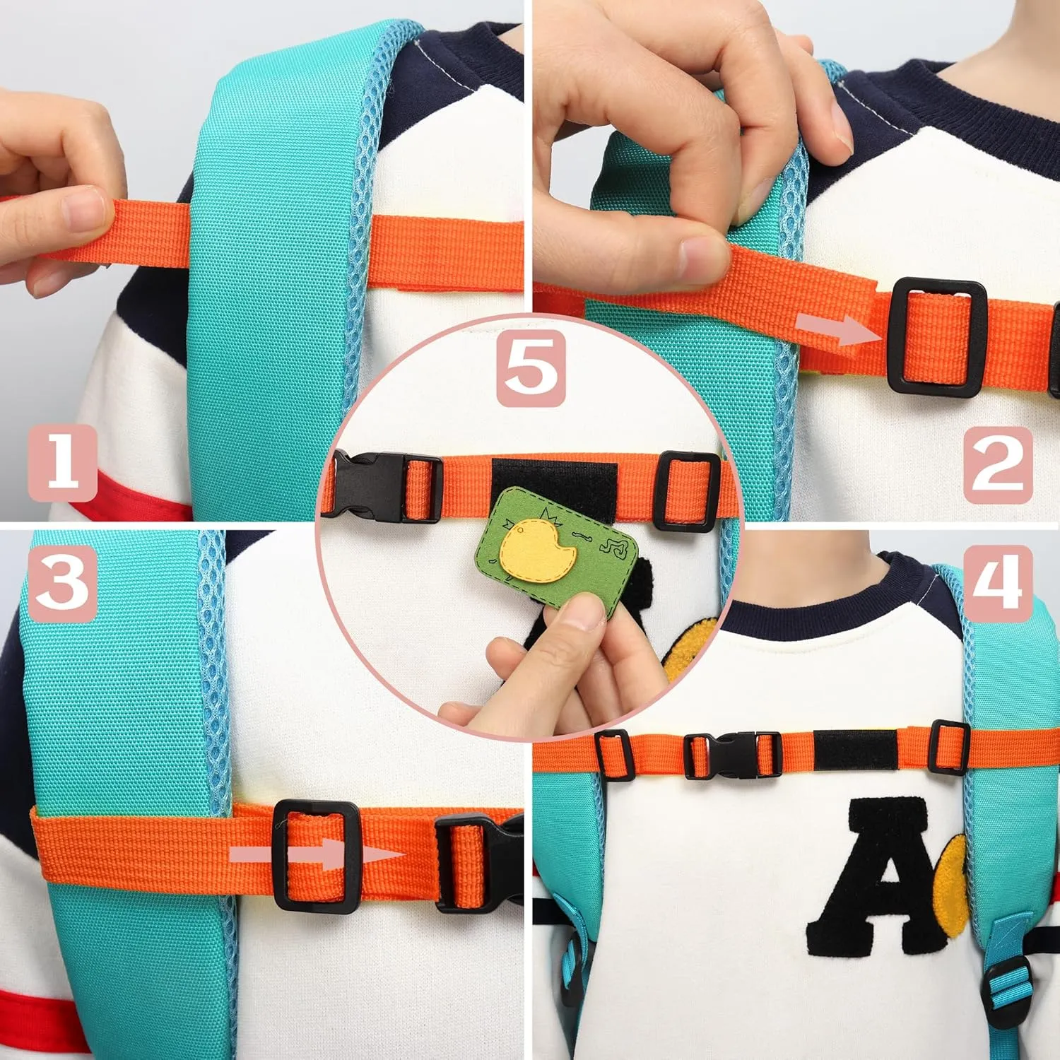 C-ZOFEK Backpack Chest Strap Adjustable Sternum Buckle Strap With Badge Applique 2PCS (Set D)