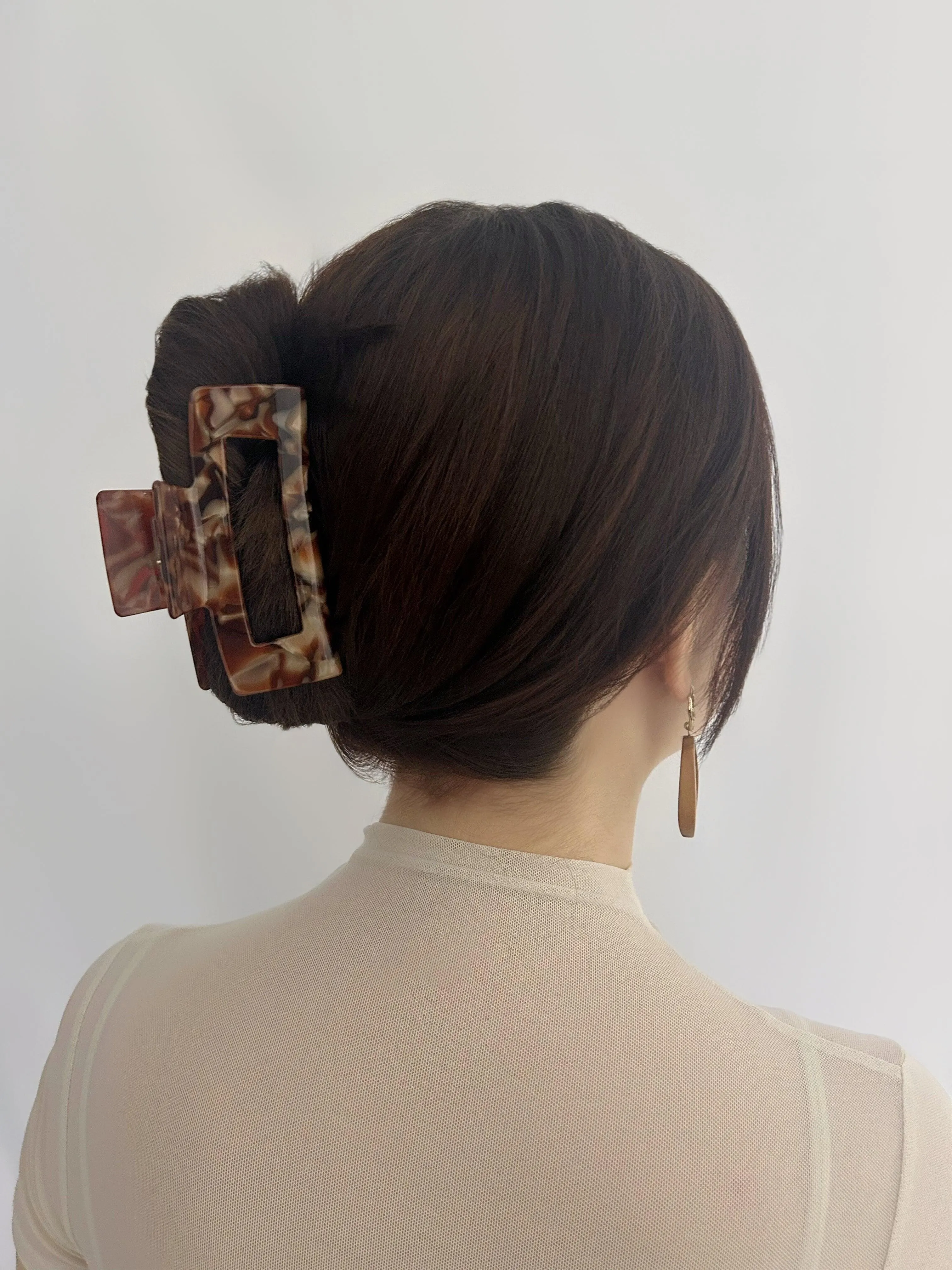 Caramel Marble Rectangular Hair Claw Clip