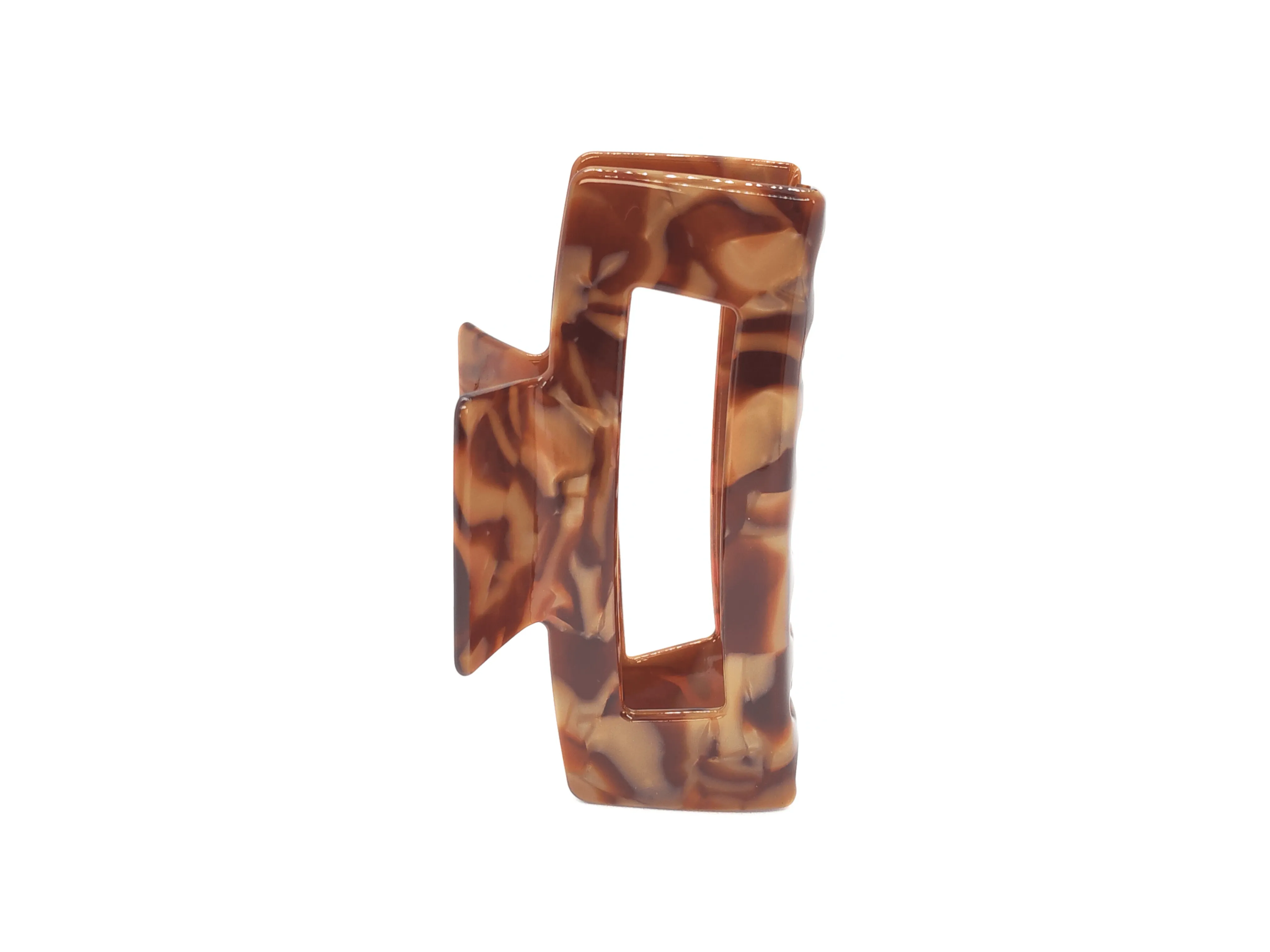Caramel Marble Rectangular Hair Claw Clip