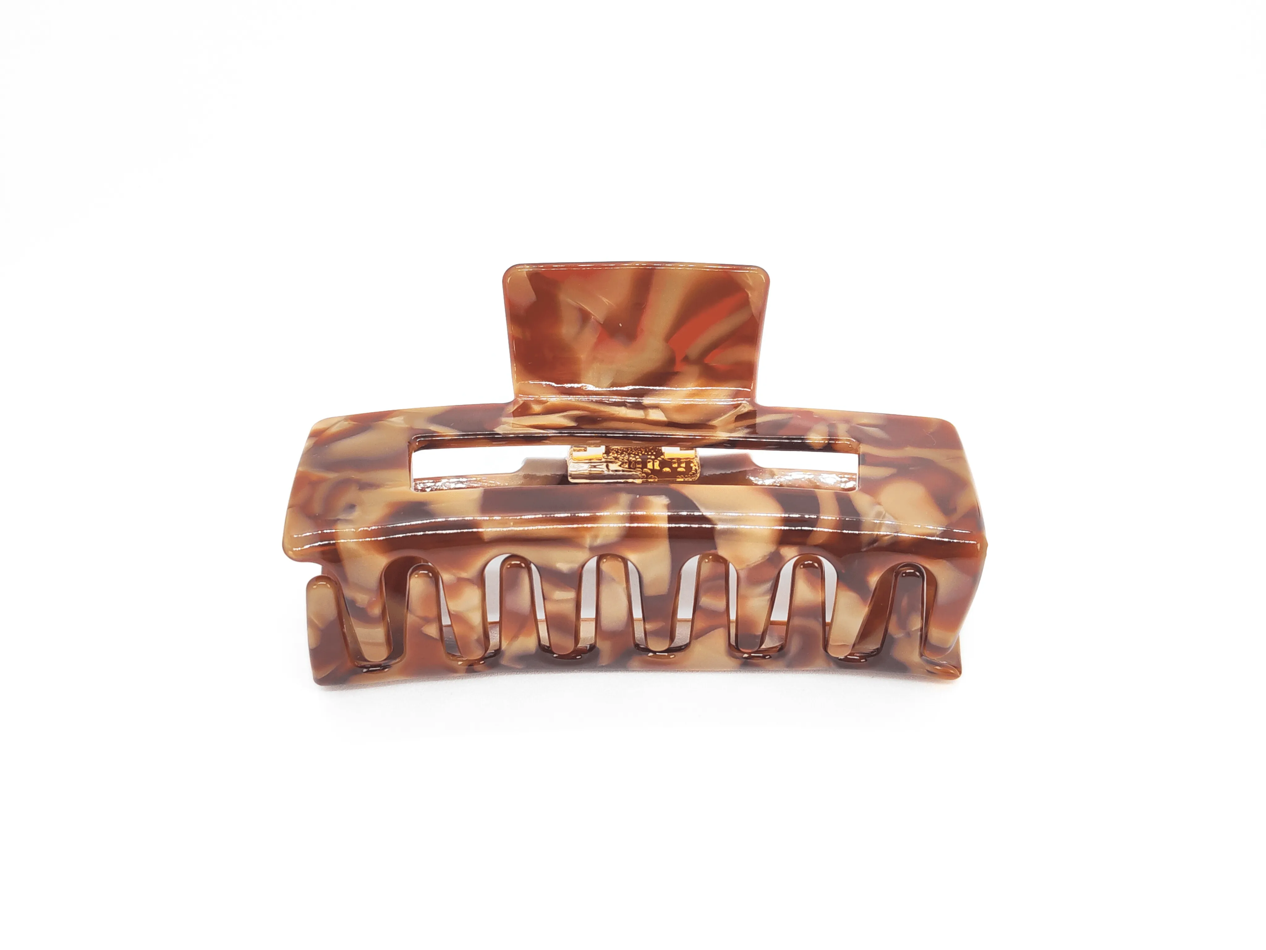Caramel Marble Rectangular Hair Claw Clip