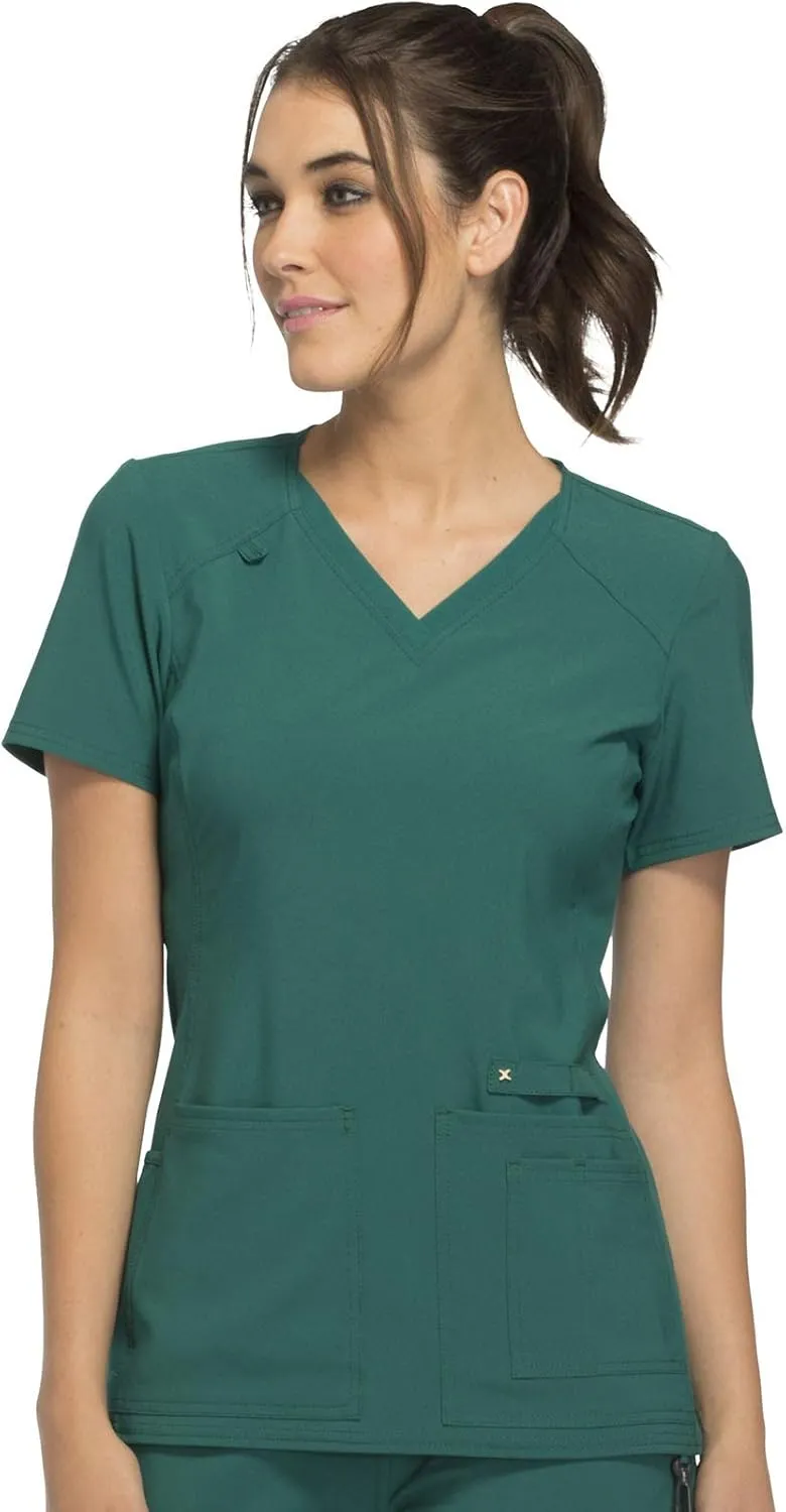 Cherokee Women's Medical Scrub Top Iflex V-Neck Knit Panel Top CK605