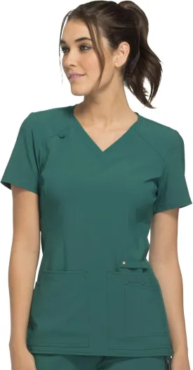 Cherokee Women's Medical Scrub Top Iflex V-Neck Knit Panel Top CK605