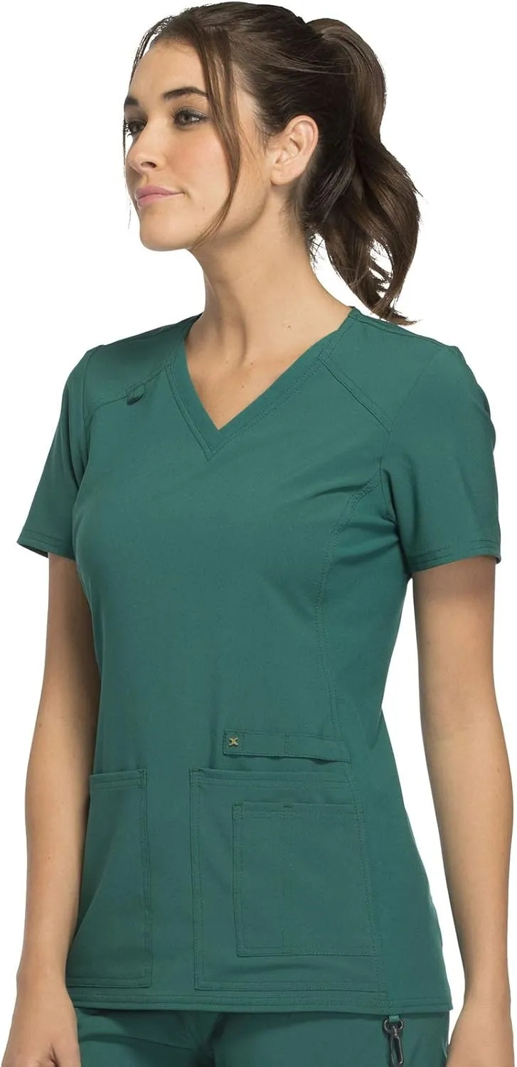 Cherokee Women's Medical Scrub Top Iflex V-Neck Knit Panel Top CK605