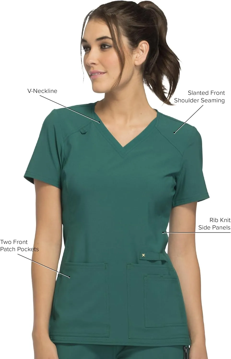 Cherokee Women's Medical Scrub Top Iflex V-Neck Knit Panel Top CK605
