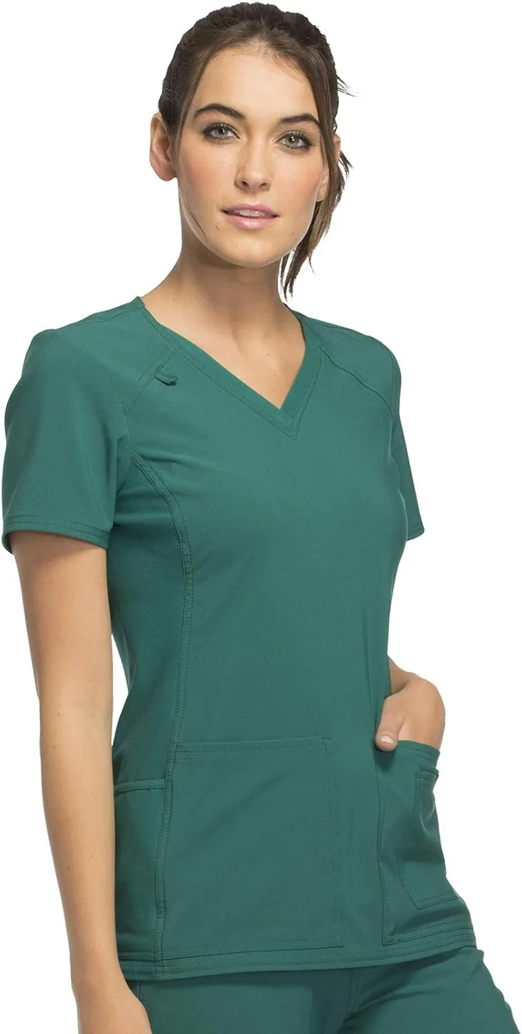 Cherokee Women's Medical Scrub Top Iflex V-Neck Knit Panel Top CK605