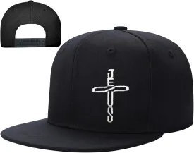 Embroidery Flat Bill Brim Hats for Men Fitted hat Black Baseball Hats for Men