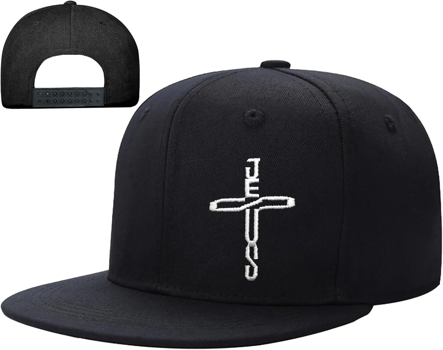Embroidery Flat Bill Brim Hats for Men Fitted hat Black Baseball Hats for Men