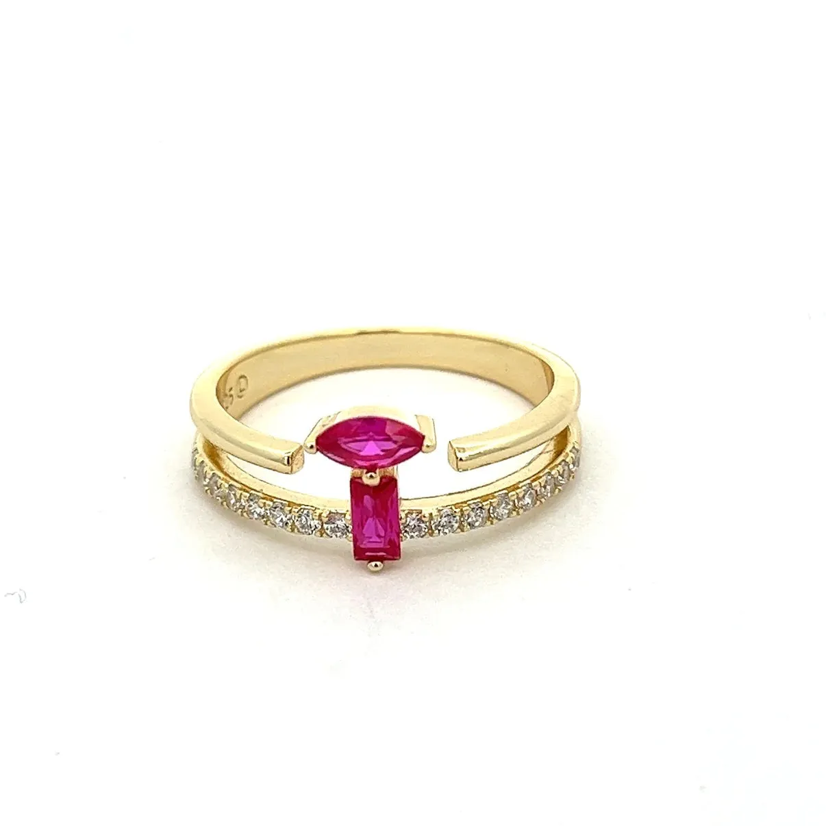 Fashionista Stacked Ring 14K Gold Plated 925 Sterling Silver Zircon Luxury Ring