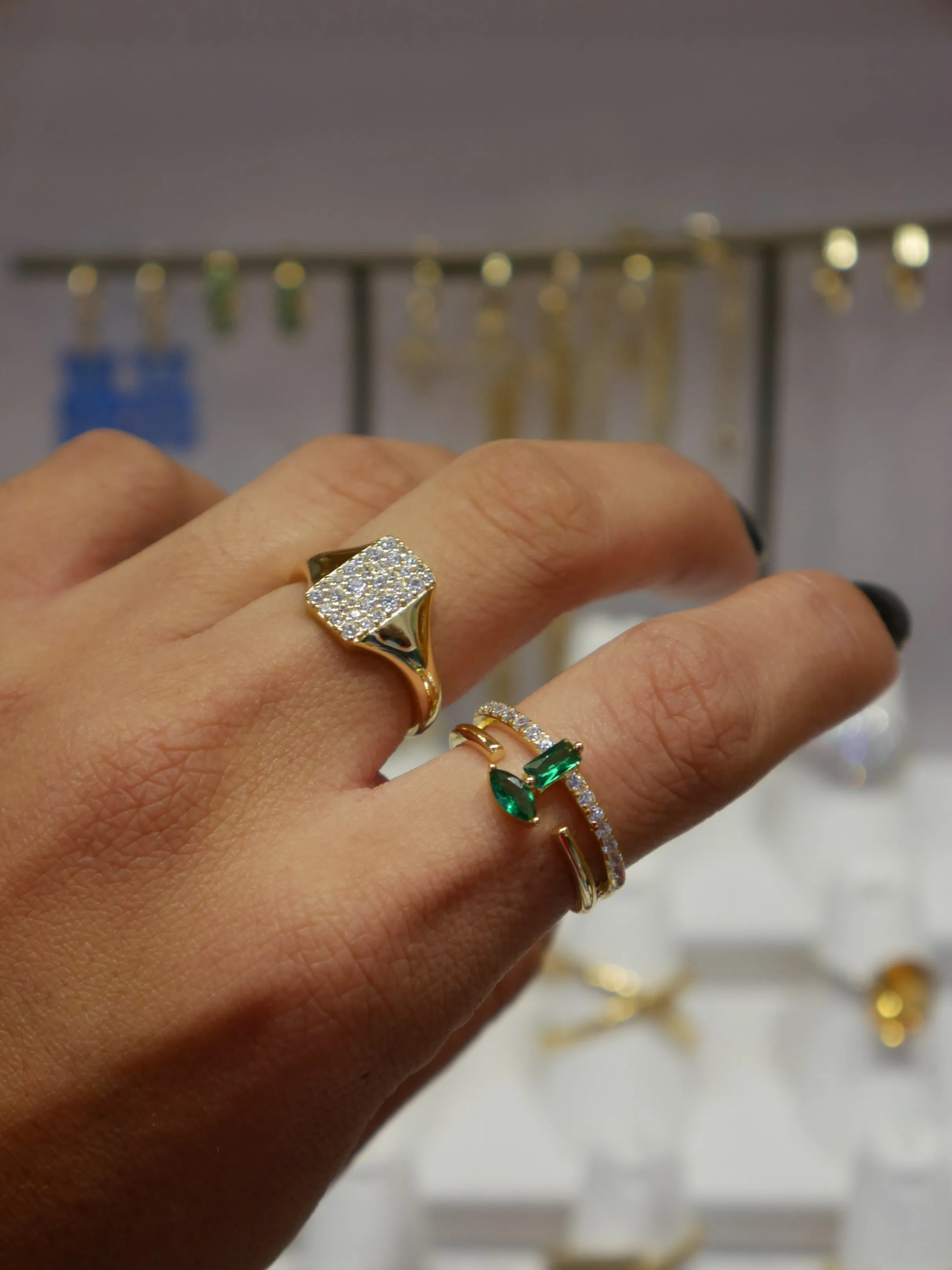 Fashionista Stacked Ring 14K Gold Plated 925 Sterling Silver Zircon Luxury Ring