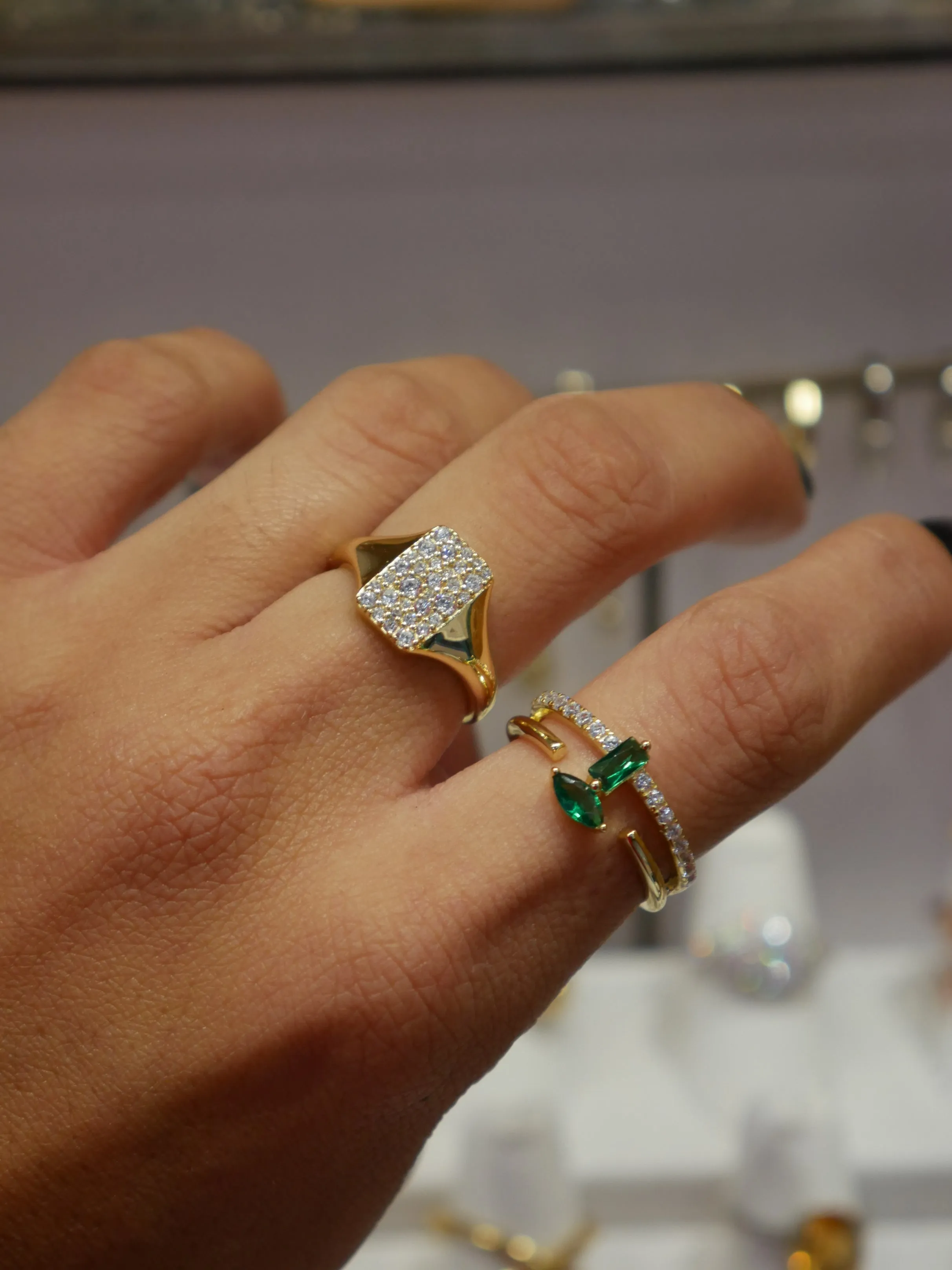 Fashionista Stacked Ring 14K Gold Plated 925 Sterling Silver Zircon Luxury Ring
