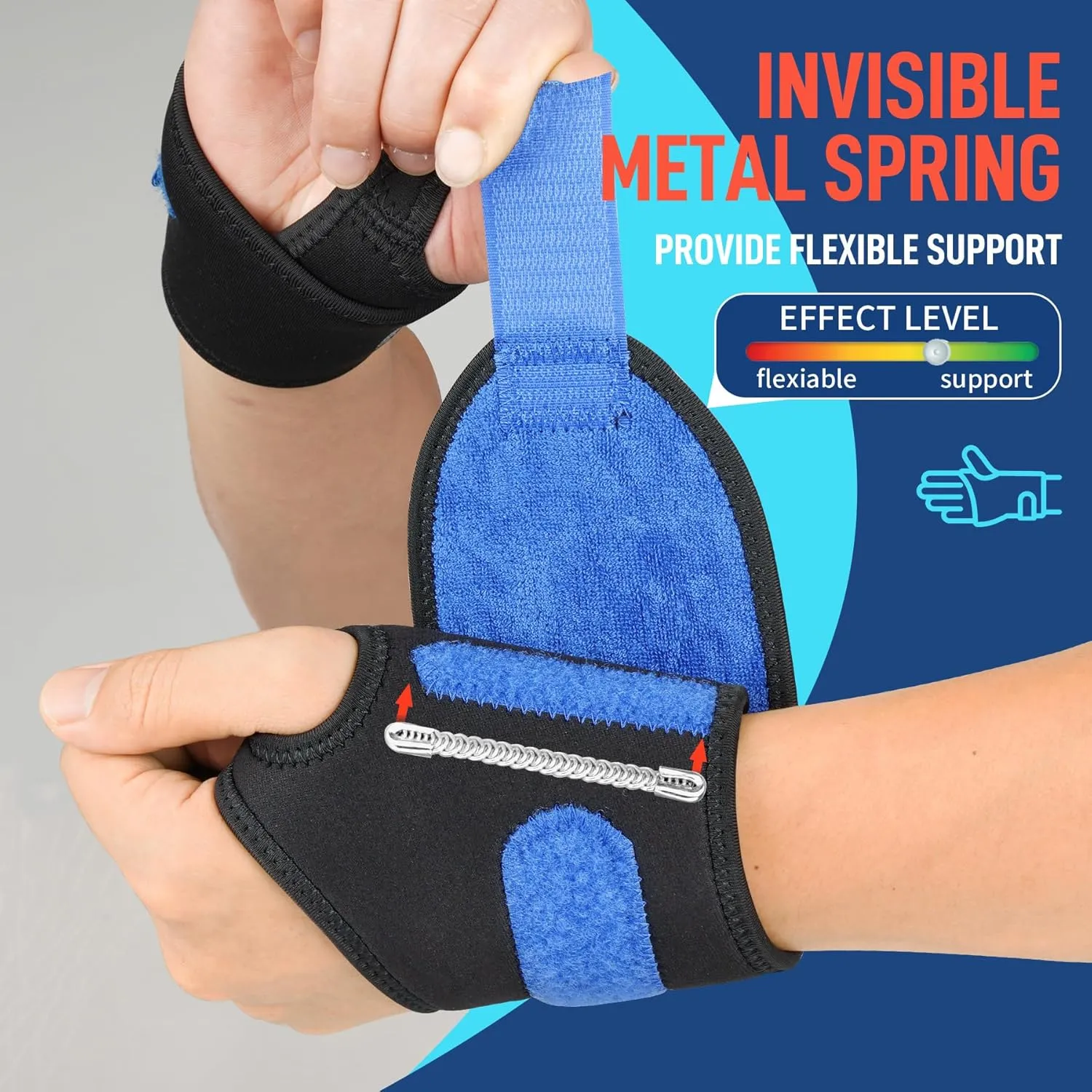 FEATOL 2 Pack Wrist Wraps for Pain, Carpal Tunnel, Tendonitis, Adjustable Wrist Support for Work Men and Women, Daily Protector Right & Left Hand, Large