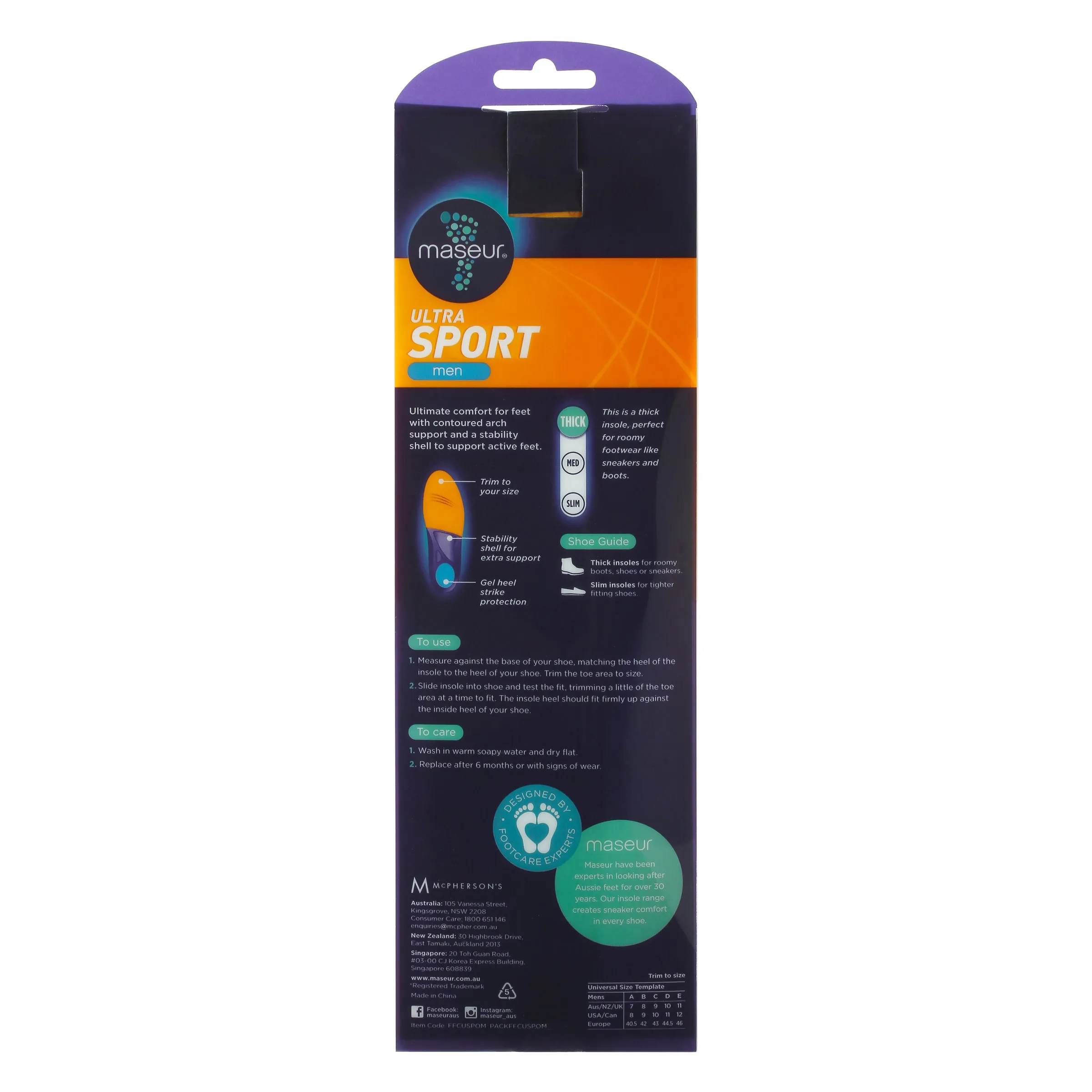 Footcare Men's Ultra Sport Insoles