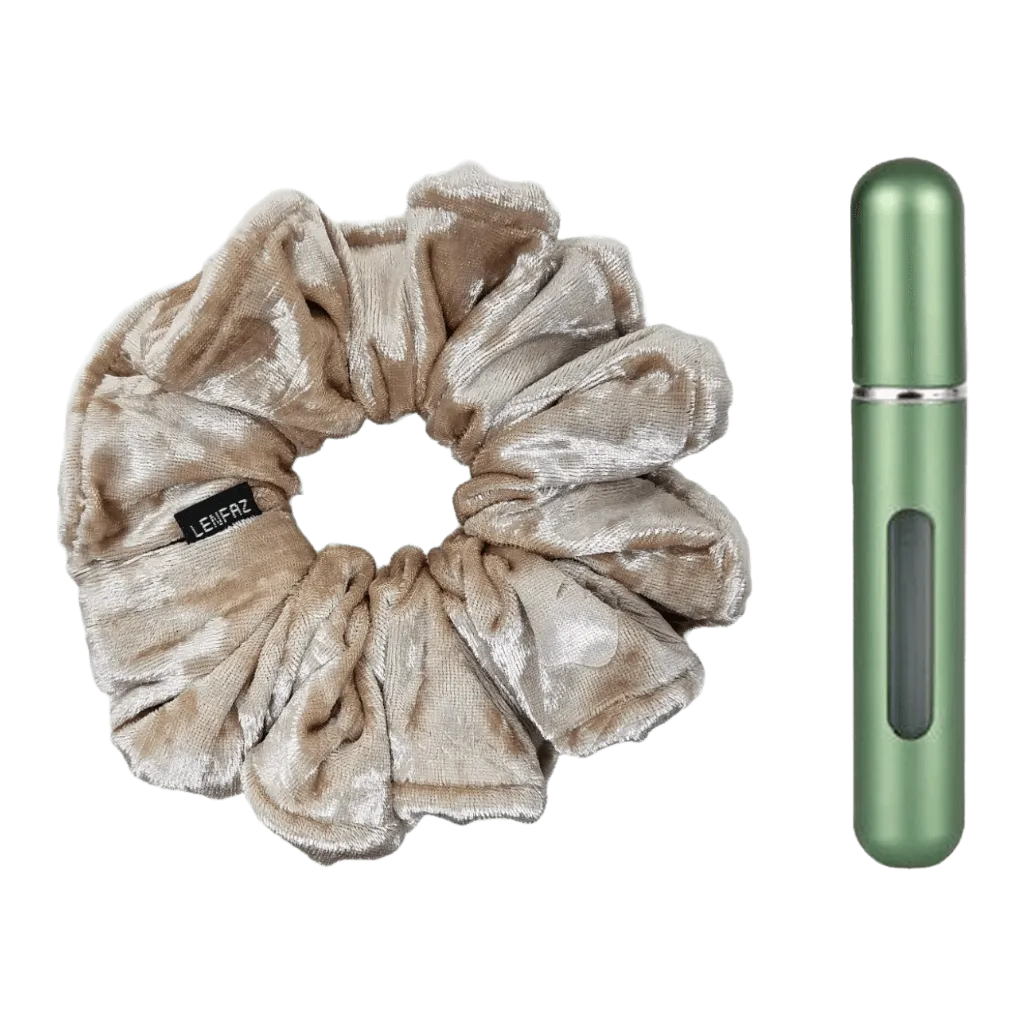 French Vanilla Velvet Scrunchie - Sage Green Mini Perfume Spray Btl.