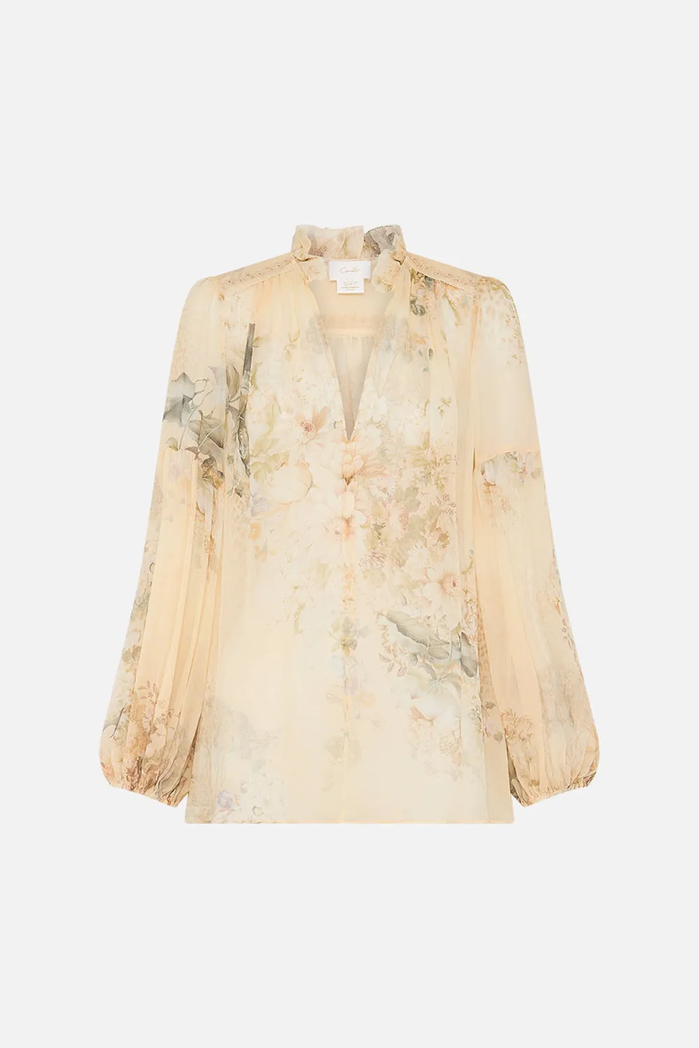 FRILL COLLARED BLOUSE ADORNED IN ANTIQUITY