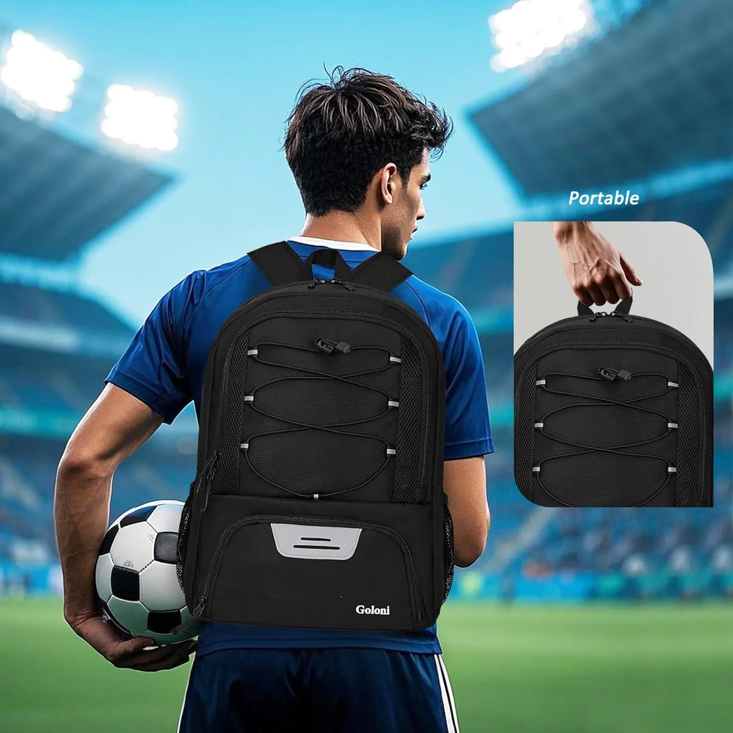 Goloni Soccer Bag, Basketball Bag with Ball Compartment & Shoe Compartment,Large Soccer Backpack for Basketball,GymFootball