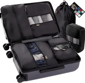 GORILLA GRIP 6 Set Packing Cubes, Travel Essentials for Suitcase, Mesh Organizer Bags for Clothes Toiletries Shoes and Laundry, Luggage and Carry On Airplane Accessories, Traveling Must Haves Black