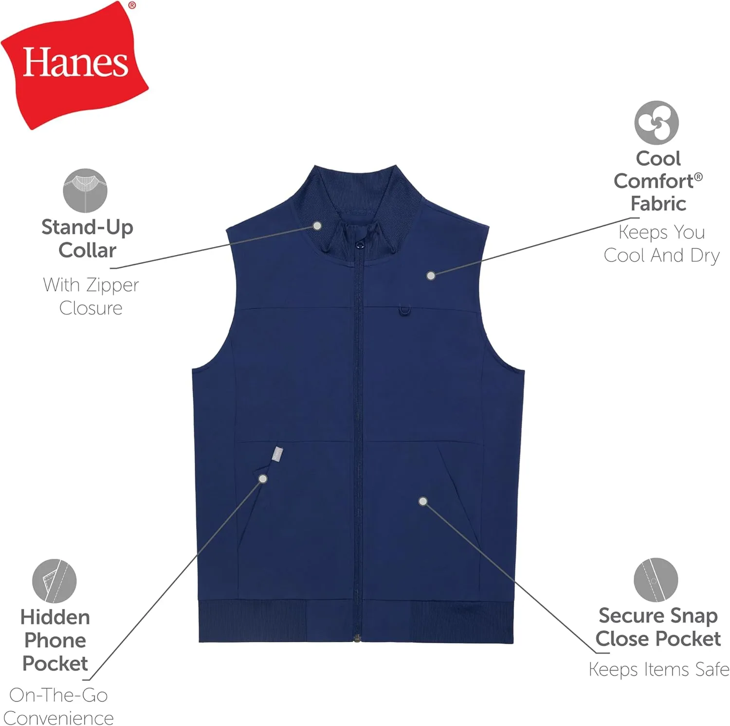 Hanes Women's Comfort Fit Scrubs Healthcare Vest, Moisture-Wicking Stretch Scrubs Vest for Women