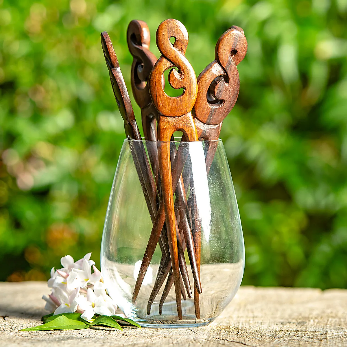 Infinity Wooden Double Prong Hair Stick