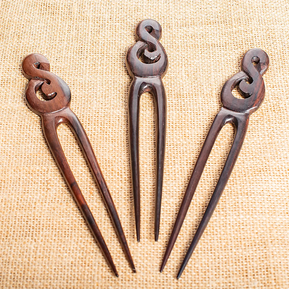 Infinity Wooden Double Prong Hair Stick
