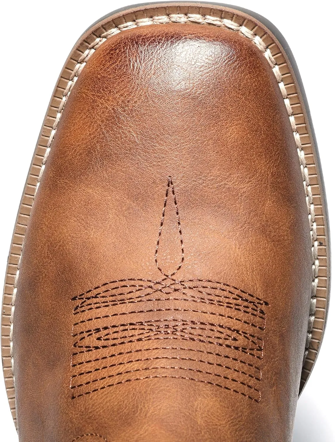 IUV Cowboy Boots For Men Square Toe Western Boots Durable Classic Embroidered Pull On Boot Slip Resistant Country Boot