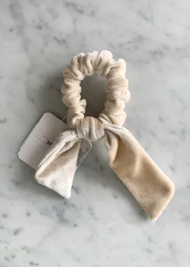 Ivory Velvet Bow Scrunchie