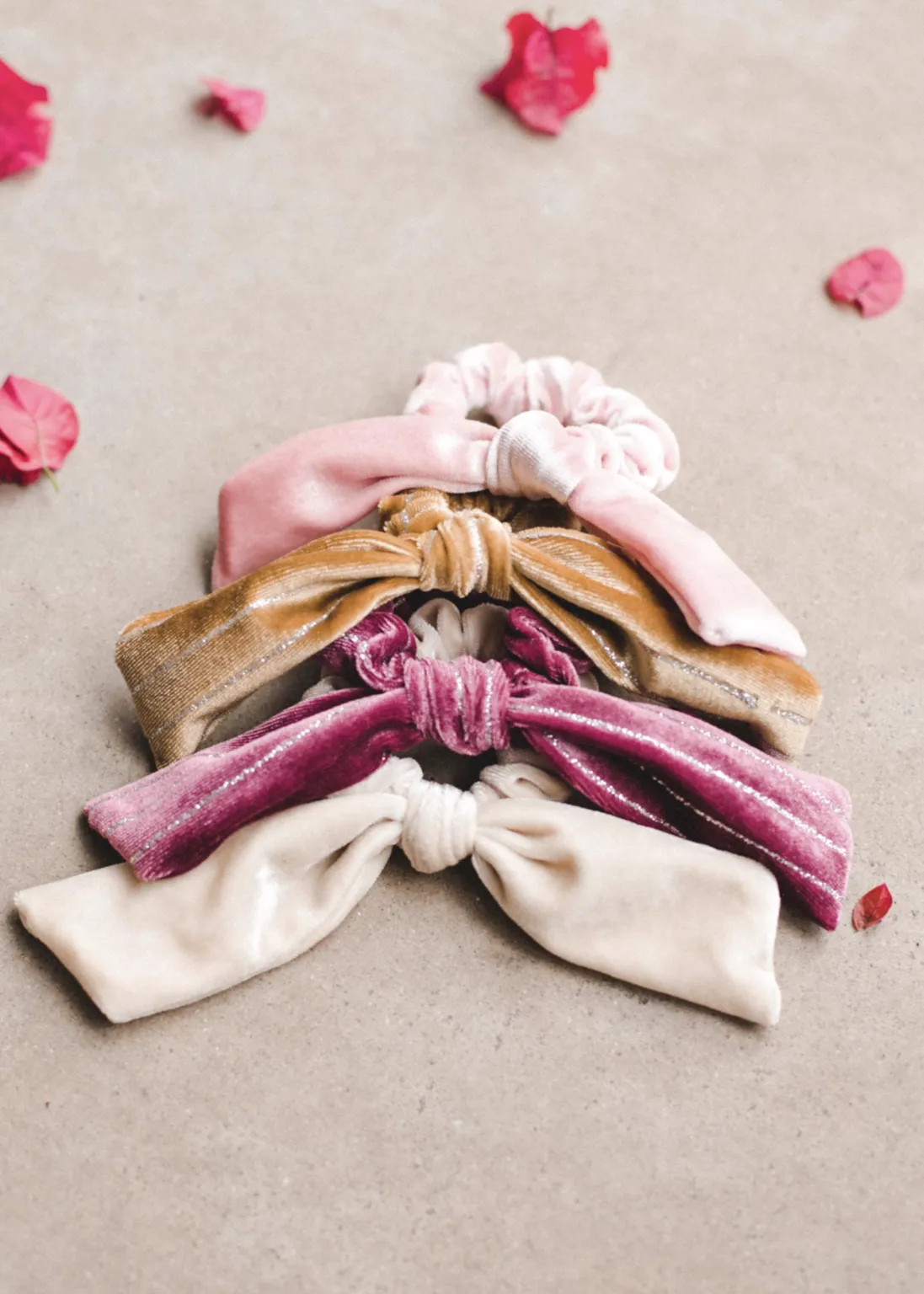 Ivory Velvet Bow Scrunchie