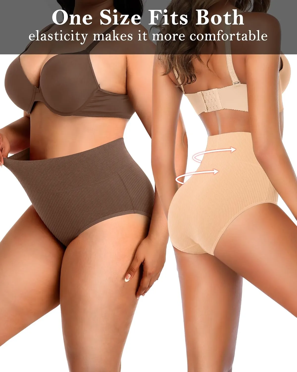 J-pone Womens Underwear Cotton High Waisted Strech Soft Full Coverage Briefs Ladies Postpartum Panties 5 Pack