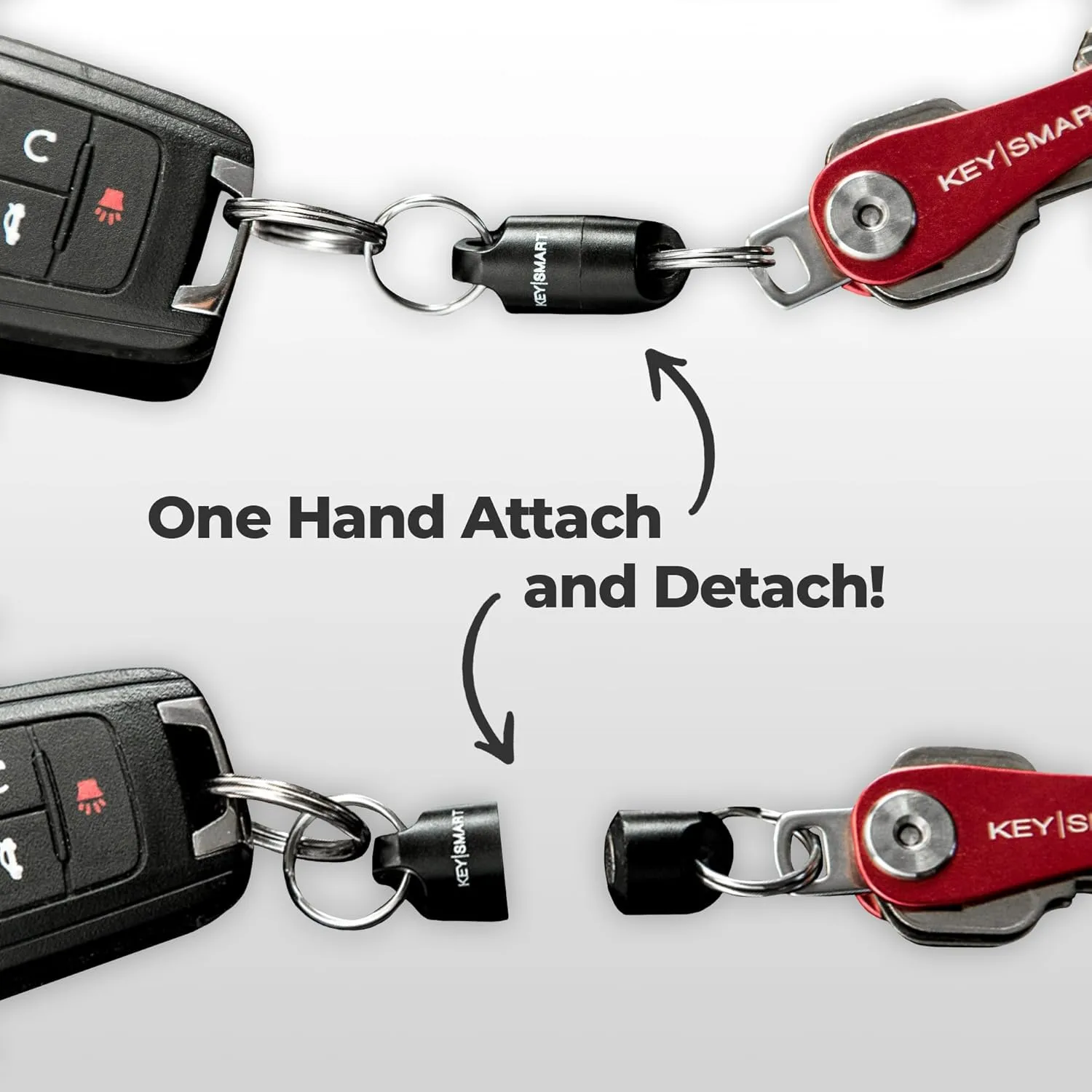 KeySmart MagConnect Magnetic Key Holder for Purse, Key Chains for Car Keys - Detachable Key Ring Quick Release Keychain