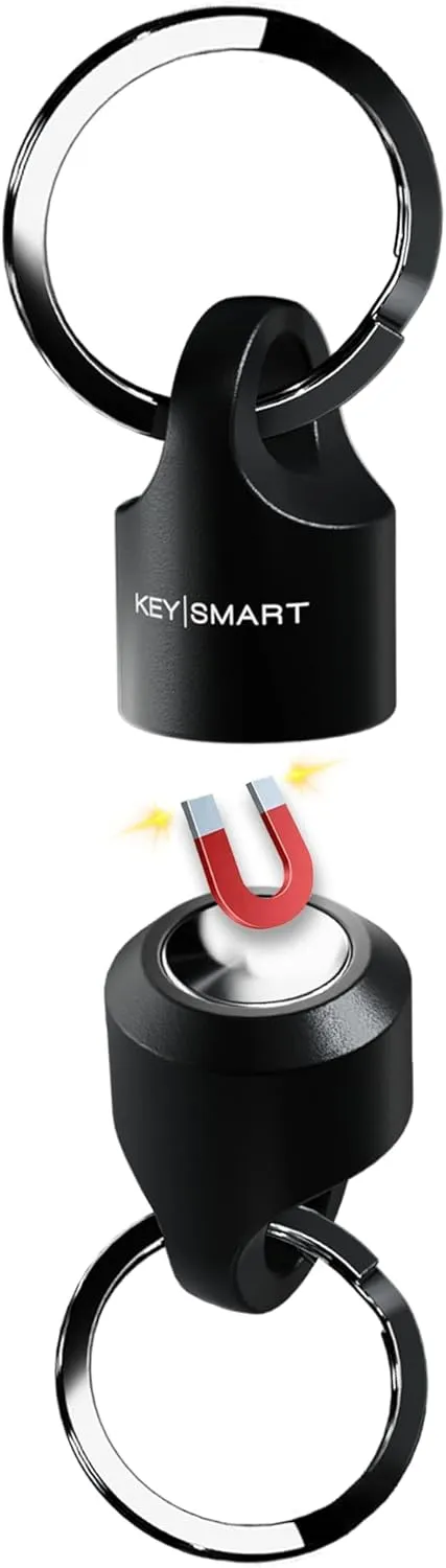 KeySmart MagConnect Magnetic Key Holder for Purse, Key Chains for Car Keys - Detachable Key Ring Quick Release Keychain