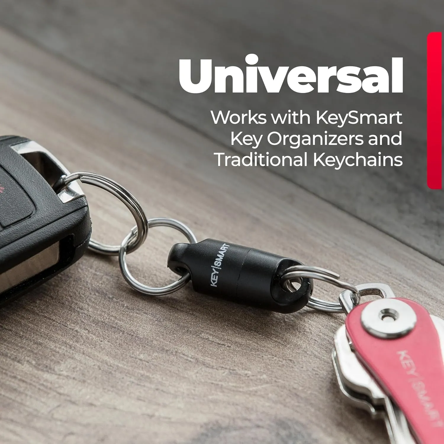 KeySmart MagConnect Magnetic Key Holder for Purse, Key Chains for Car Keys - Detachable Key Ring Quick Release Keychain